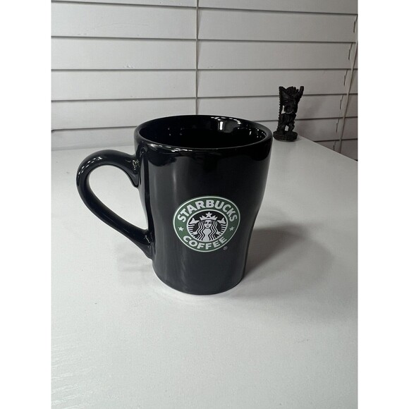 Vintage 2008 Collectible Starbucks Black Coffee Mug Cup With Mermaid Logo 8oz - Picture 1 of 4